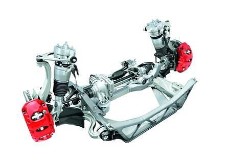 Porsche Panamera: Doppelquerlenker-Vorderachse mit adaptiver Luftfederung