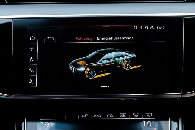 Die Energieflußanzeige illustriert den Einsatz des Verbrenners