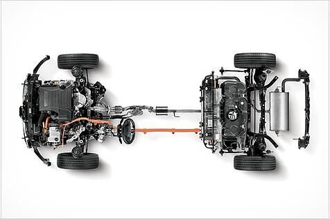 So sehen die Antriebs- und Fahrwerkskomponenten ohne Karosserie aus