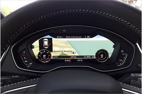 Immer wieder schön: Das brillante Virtaul Cockpit, hier im "Große Bühne"-Modus mit 3D-Navi-Karte