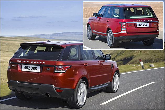 Von hinten ist die Unterscheidung einfacher: Andere Rückleuchten und die gerade Dachlinie kennzeichnen den Range Rover (kleines Bild)