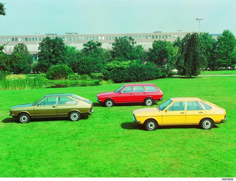 Erste Generation des VW Passat in seinen drei Karosserievarianten.