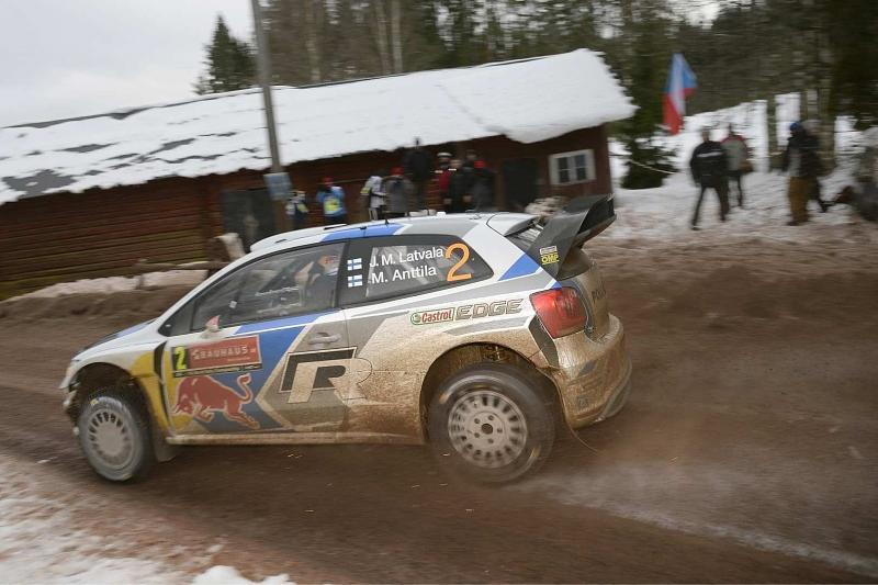 Jari-Matti Latvala und sein Co-Pilot Miikka Anttila Rallye Schweden 2014.