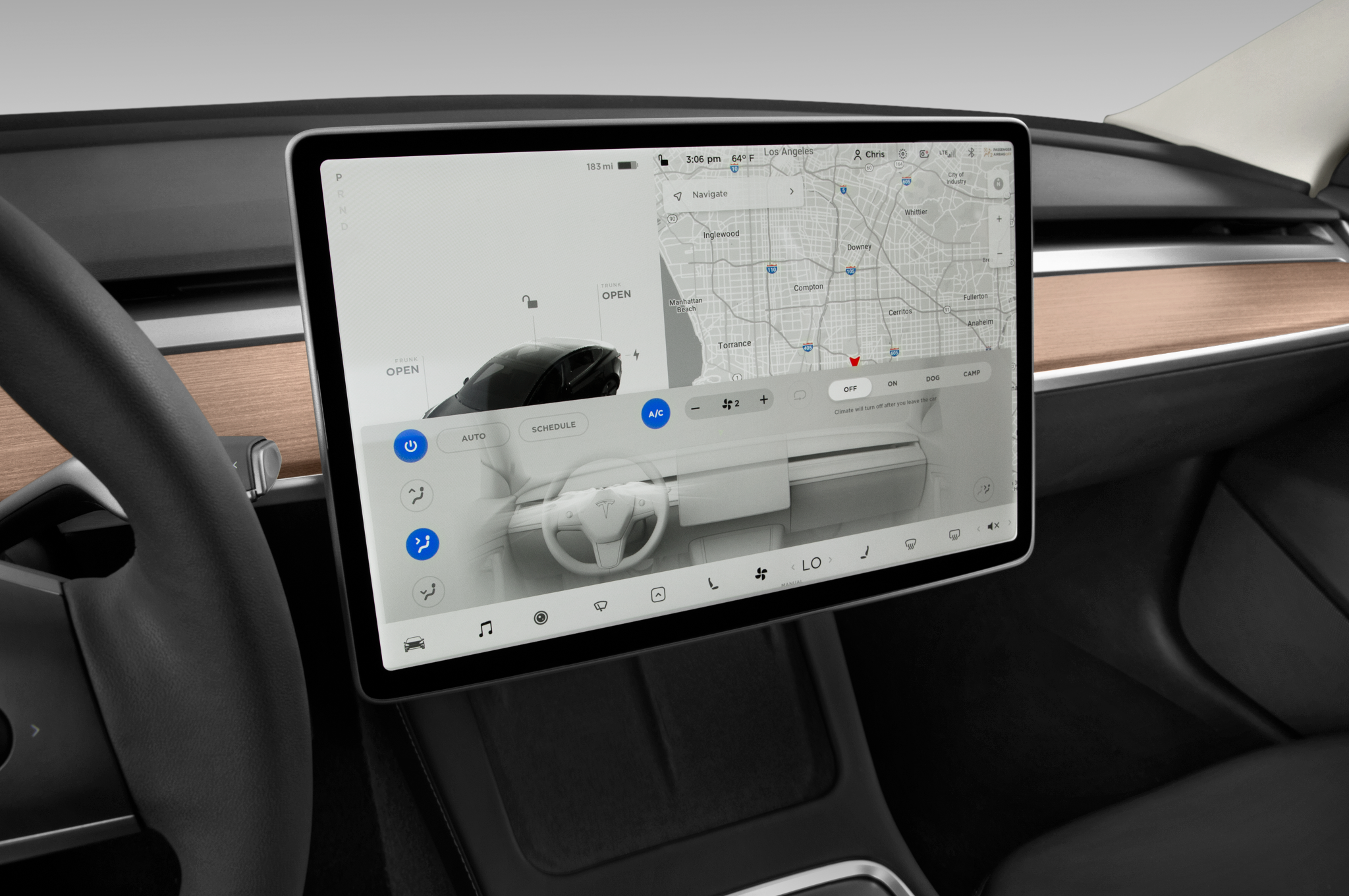 Tesla Model 3 (Baujahr 2022) Long Range 4 Türen Temperatur und Klimaanlage