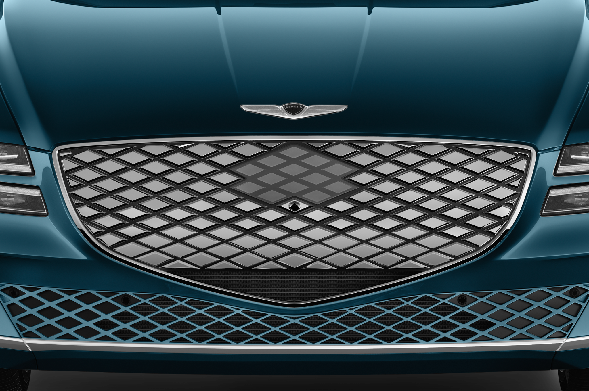 Genesis Electrified G80 (Baujahr 2023) Luxury 4 Türen Kühlergrill und Scheinwerfer