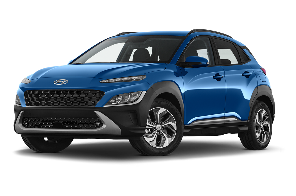 Hyundai Kona Hybrid (Baujahr 2021) Trend 5 Türen seitlich vorne mit Felge