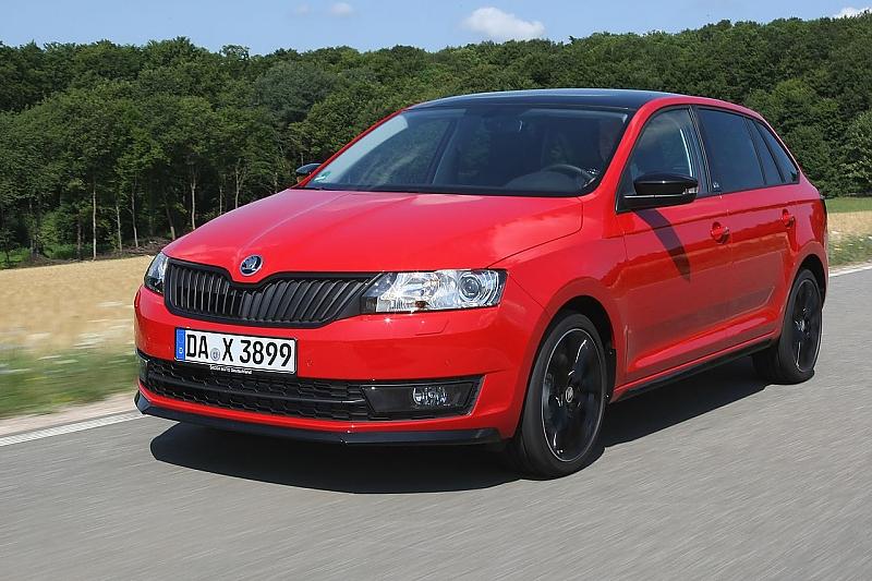 Die schwarzen Elemente sind typisch für den Skoda Rapid Spaceback Monte Carlo