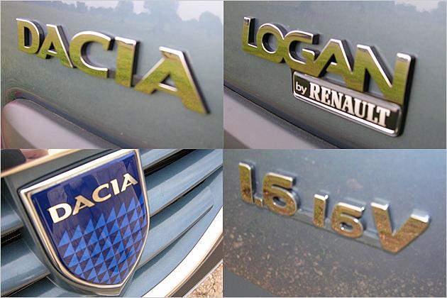 Vorne prangt das selbstbewusste Dacia-Wappen, hinten der Hinweis auf den Erfinder