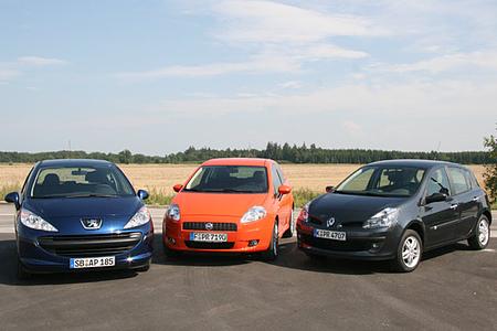 90-PS-Kleinwagen: Peugeot 207, Fiat Grande Punto und Renault Clio