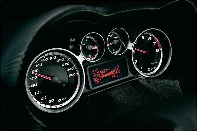 Instrumente: Rote Zeiger, schwarze Zifferblätter und weiße Zahlen