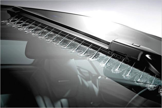 160 direkt in die Scheibenwischer perforierte Düsen sorgen für eine optimale Verteilung des Wischwassers