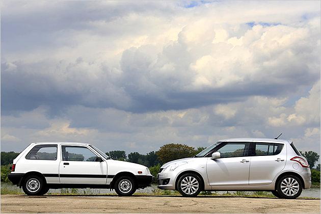 Generationsvergleich: Der Suzuki Swift war anfangs 3,58 Meter lang, heute sind es 3,85 Meter
