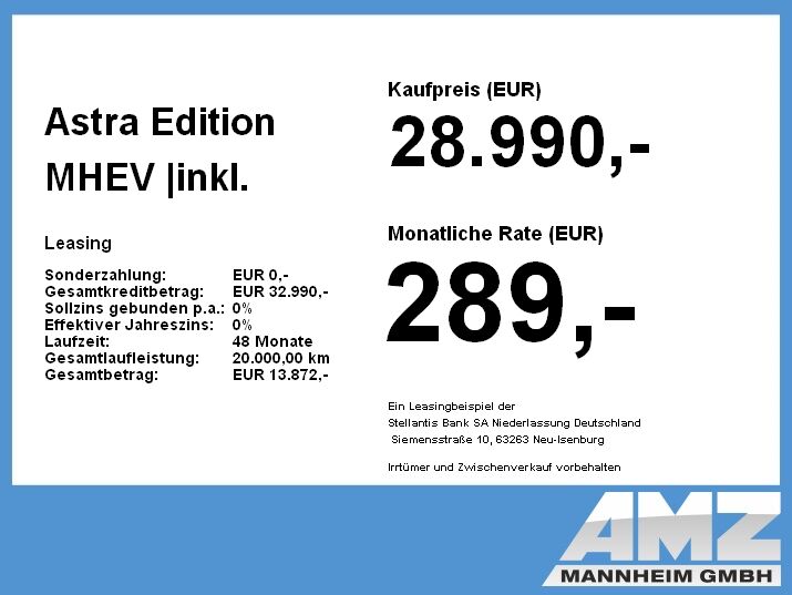 Opel Astra Edition MHEV