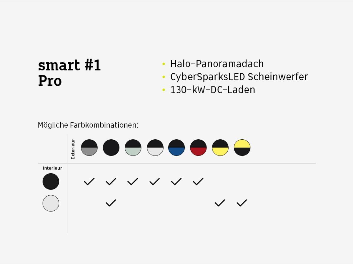 smart #1 Pro ⚡130kW/Pano/Navi/LED/360°/19Zoll/V2L/smart-Pilot