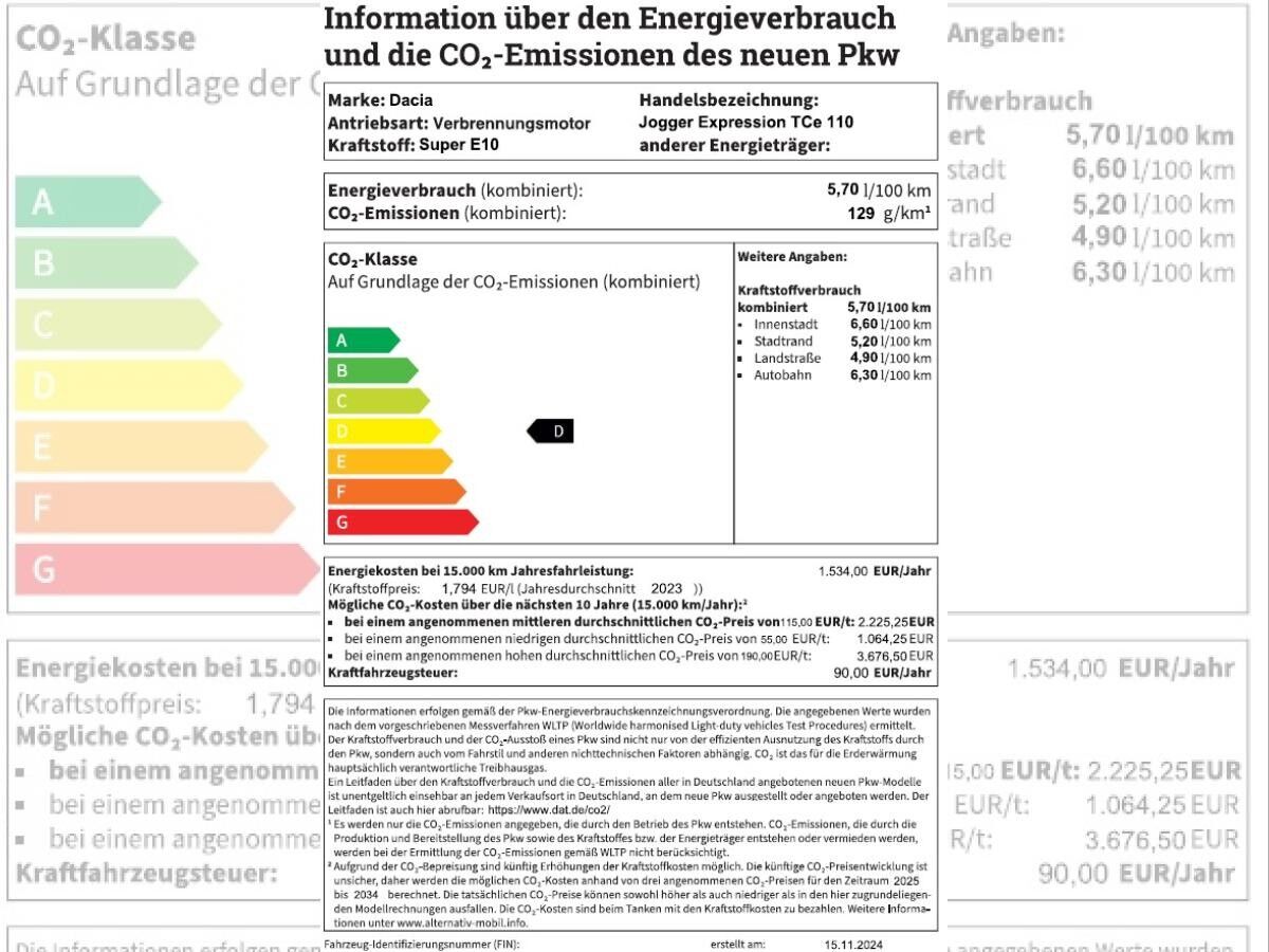 Dacia Jogger 1.0 EU6e Expression TCe 110 NAVI RÜCKFAHRKAMERA SITZHEIZUNG KLIMAAUTOMATIK