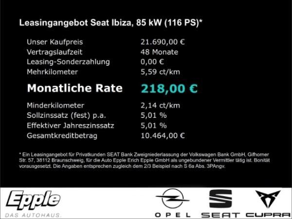 Seat Ibiza Style Edition keine Überführungskosten!(116 PS) 7-Gang-DSG Rückfahrkamera