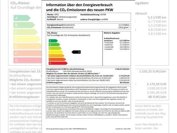 Opel Astra Edition 1.2T 81kw - NAVI / KAMERA / SITZHEIZUNG - VORFÜHRWAGEN - SOFORT VERFÜGBAR !!!!