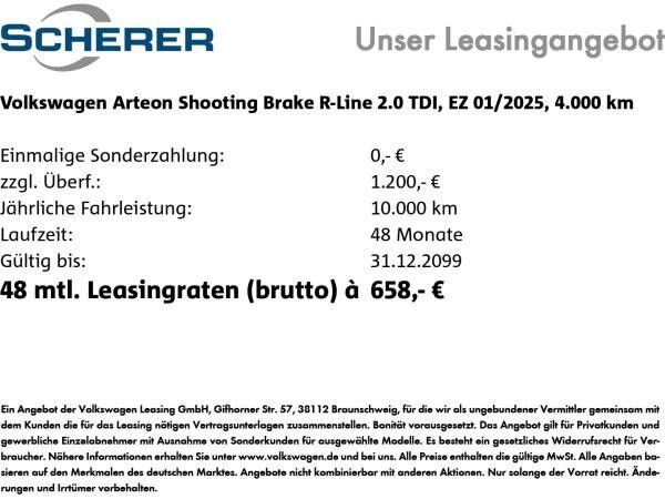 Volkswagen Arteon Shooting Brake 2.0 TDI *R-Line* DSG NP: 69T€ HUD Navi ACC RFK