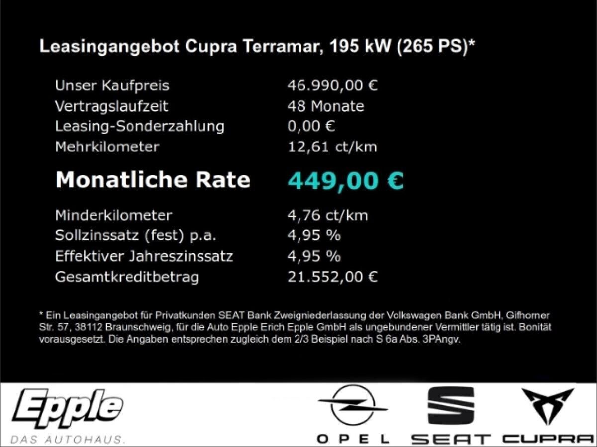 Cupra Terramar VZ 2.0 TSI 195 kW (265 PS) 7-Gang DSG 4Drive AHK Matrix Panoramadach