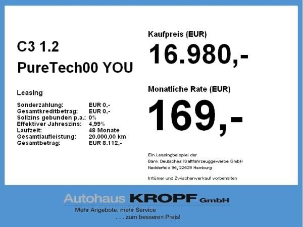 Citroën C3 1.2 PureTech00 YOU Turbo HUD SpurH PDC