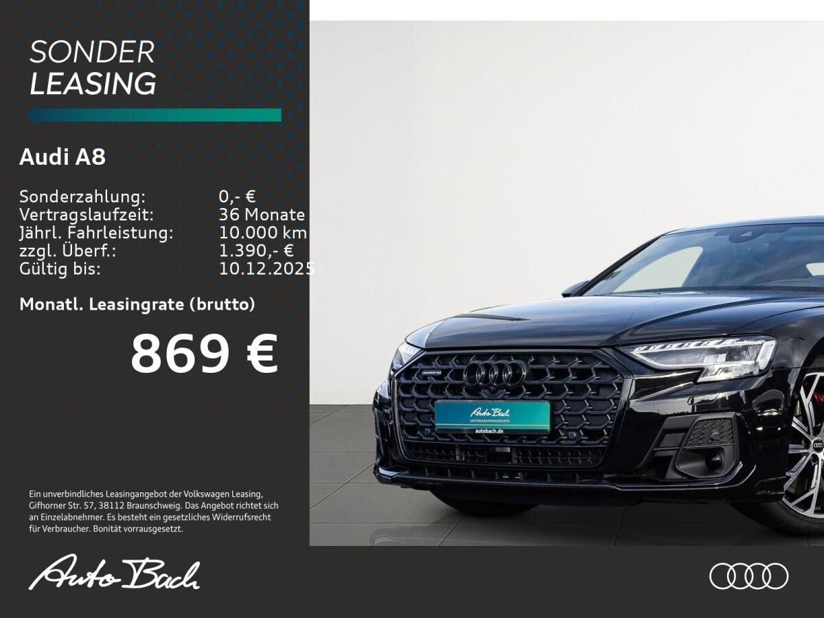 Audi A8 60 TFSI e qu. S-Line 462PS 0,5% bis 06.12. Panorama HuD B&O bis 06.12.