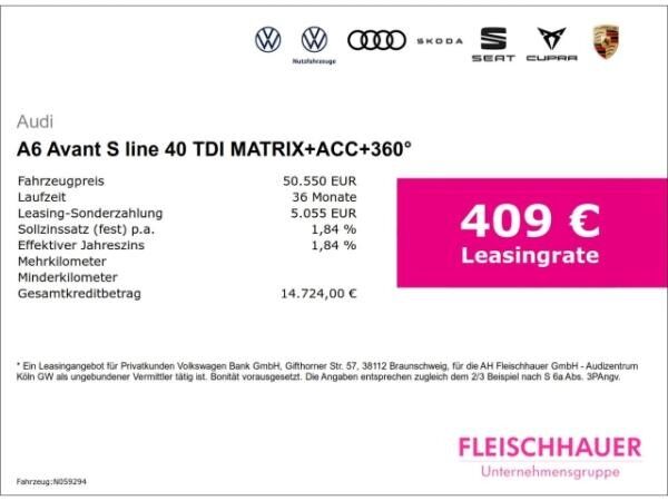 Audi A6 Avant S line 40 TDI MATRIX+ACC+360°+HUD+NAVI+CARPLAY+SHZ+DSP