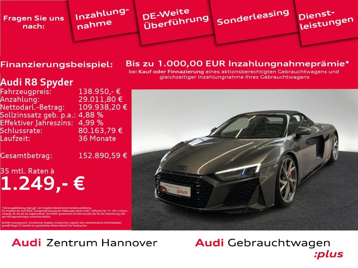 Audi R8 Spyder performance 5.2 FSI quattro Laser B&O Keramik Kamera Optik Schw.