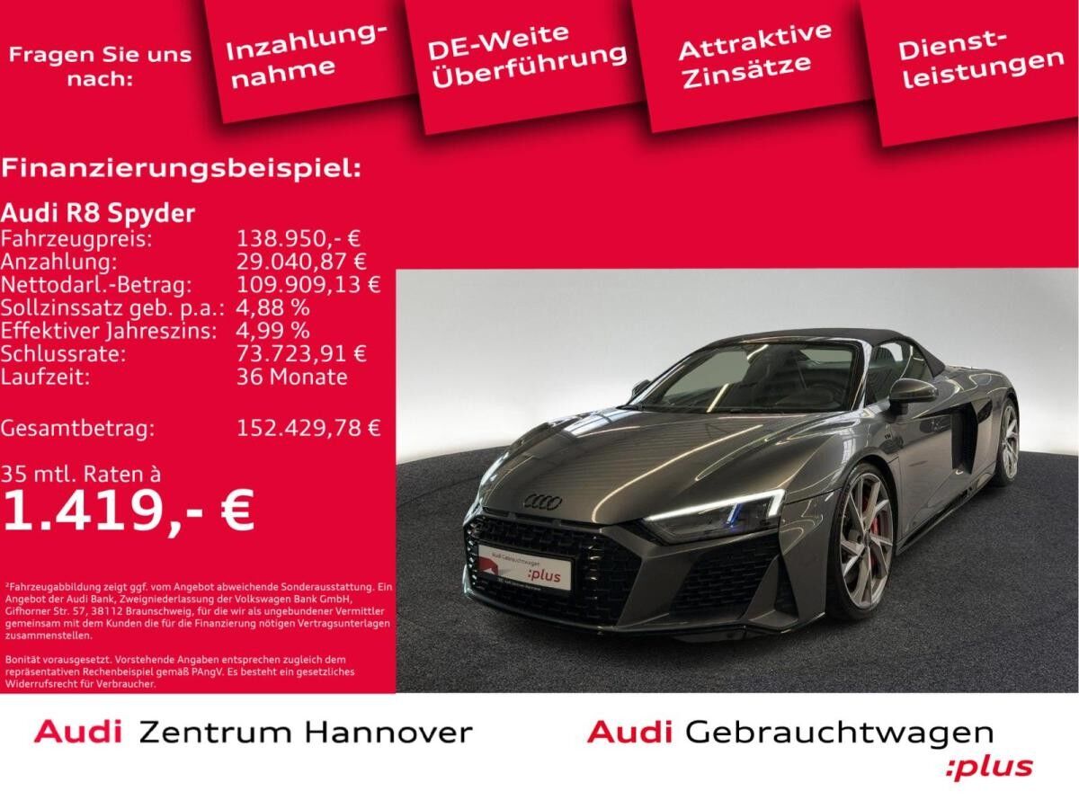 Audi R8 Spyder performance 5.2 FSI quattro Laser B&O Keramik Kamera Optik Schw.