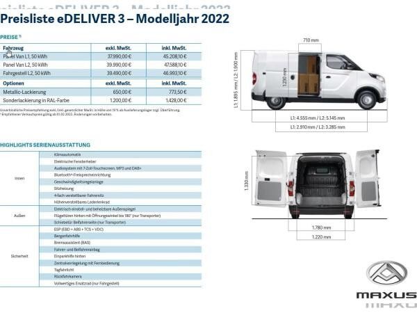 MAXUS eDeliver 3 L1⚡ELEKTRO ❄Kühlfahrzeug❄✨Plus✨