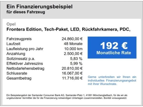 Opel Frontera Edition, Tech-Paket, LED, Rückfahrkamera, PDC, uvm.  Aktion mit Zulassung bis 30.06.2025