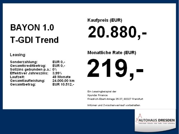 Hyundai BAYON 1.0 T-GDI Trend *LED*NAVI*DAB*SHZ*PDC*KAM*