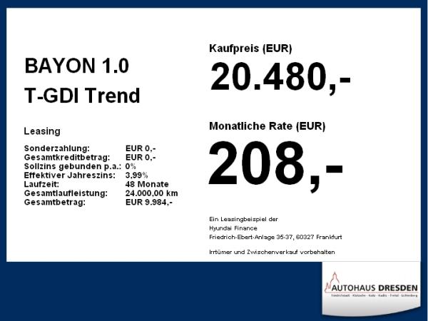 Hyundai BAYON 1.0 T-GDI Trend *LED*NAVI*DAB*SHZ*PDC*KAM*