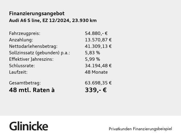 Audi A6 45 TFSI S line AHK Matrix LM 20" Navi RFK ACC