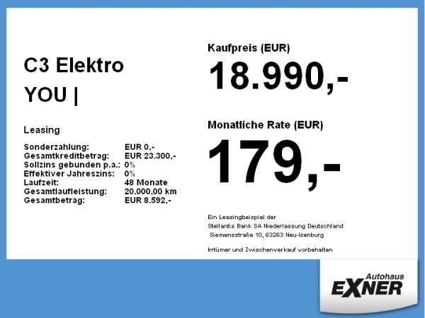 Citroën C3 Elektro YOU | FREI KONFIGURIERBAR | Gewerbe