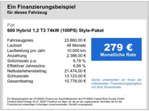 Fiat 600 Hybrid 1,2 T3 Style-Paket