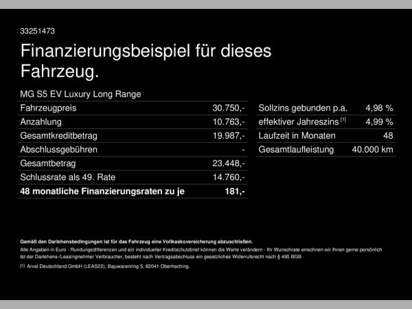 MG S5 EV Luxury Long Range ⚡6.000€ inkl. MwSt. E-Auto Förderung mit eingerechnet!