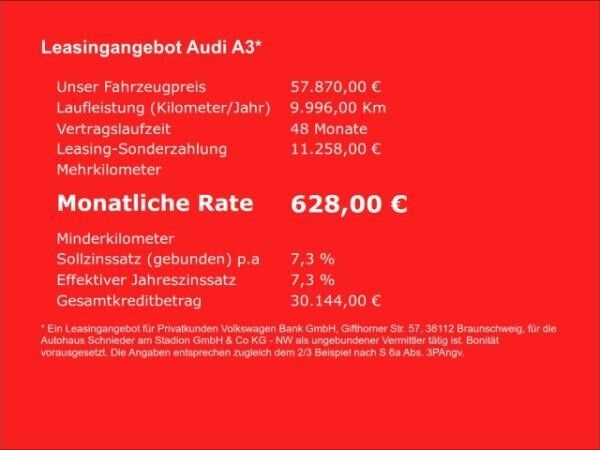 Audi A3 Sportback 40 TFSI e 150 kW S-LINE+PANO+NAVI+LEDER+VIRTUAl