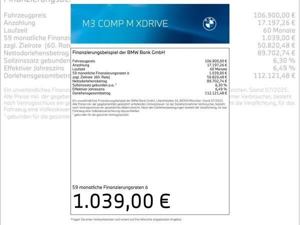BMW M3 Competition M xDrive Touring🏁|UPE 124.560€|Sofort verfügbar