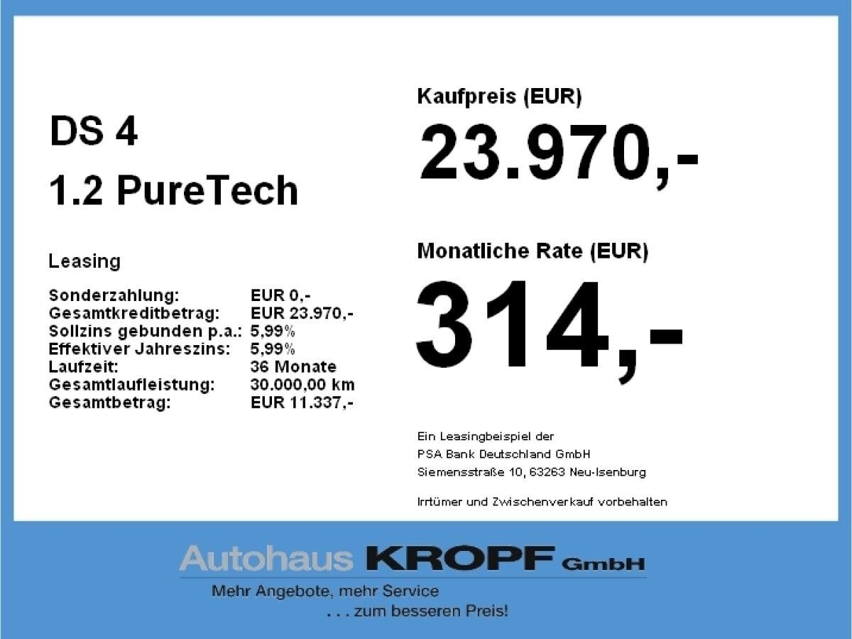 DS Automobiles DS4 DS 4 1.2 PureTech LED+SHZ+2xKlima+Kam.+ab 2,99%