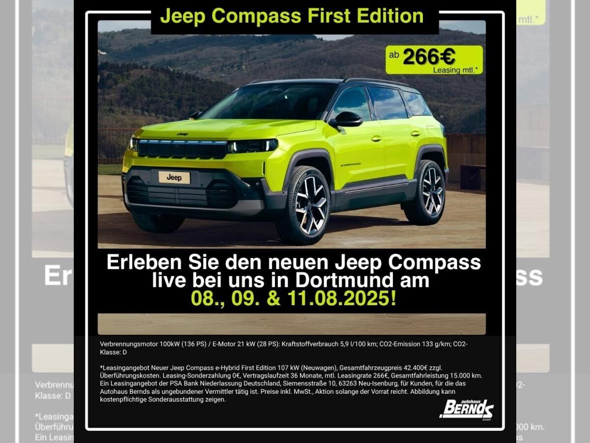 Jeep Compass NEW 💚FIRST EDITION 💫Hohe Ausstattungslinie✅ *SONDERMODELL* - GEWERBE-