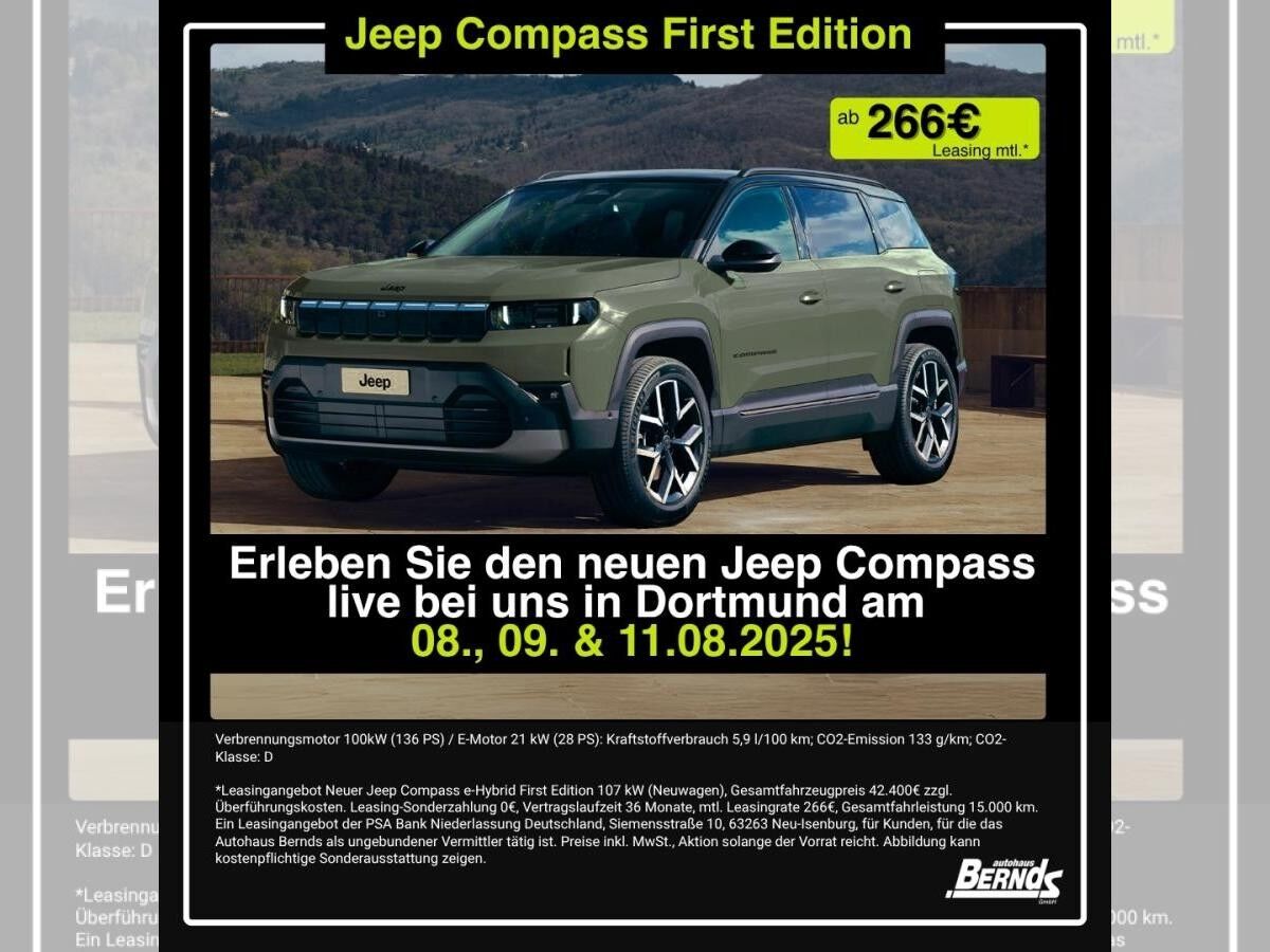 Jeep Compass NEW 💚FIRST EDITION 💫Hohe Ausstattungslinie✅ *SONDERMODELL* - GEWERBE-