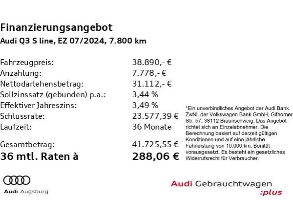 Audi Q3 S line 35 TDI S tronic *ACC*AHK*VIRTUAL*8fach
