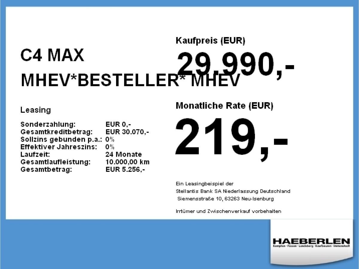 Citroën C4 MAX MHEV*BESTELLER* LED+Navi+SHZ+Fernlichtass.