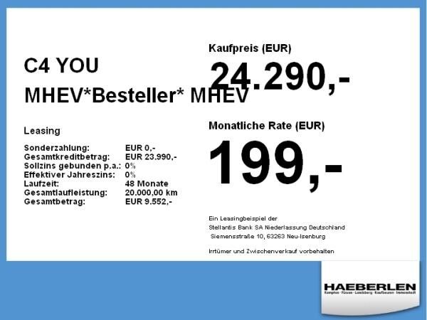 Citroën C4 YOU MHEV*Besteller* LED+KlimaA+PDC+AUT+SpurH