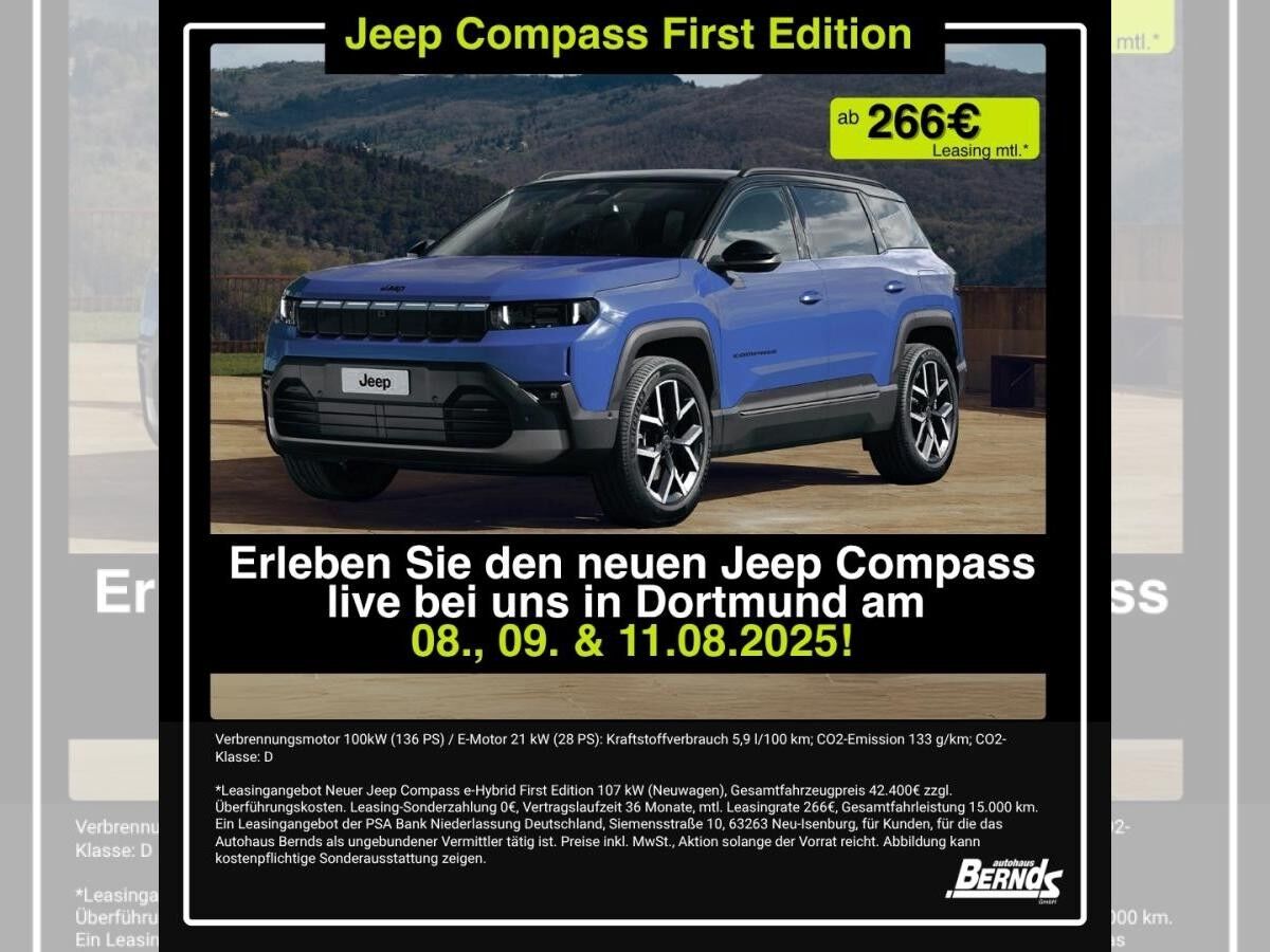 Jeep Compass NEW 💚FIRST EDITION 💫Hohe Ausstattungslinie✅ *SONDERMODELL* - PRIVAT GRE
