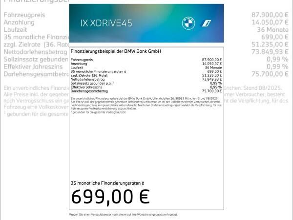 BMW ix xDrive45 M Sport Pro⚡|0,5% DWbst|UPE 102.470€