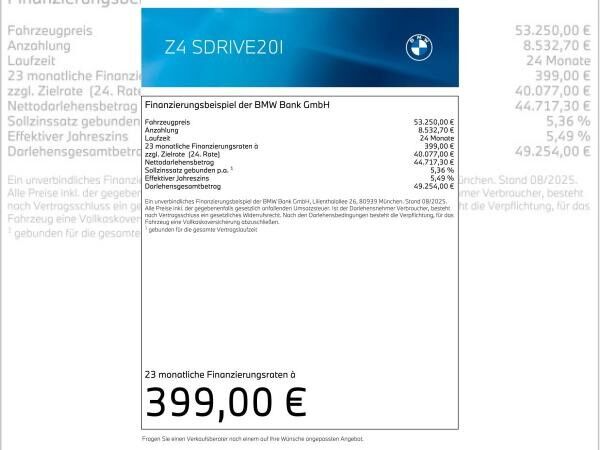BMW Z4 sDrive20i M Sport🌞|UPE 65.700€|Sofort verfügbar