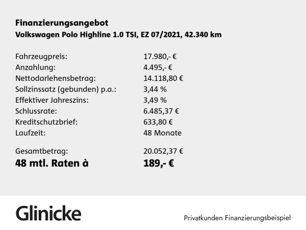 Volkswagen Polo 1.0 TSI Highline AHK LM 16" Navi PDC vo+hi ACC DAB