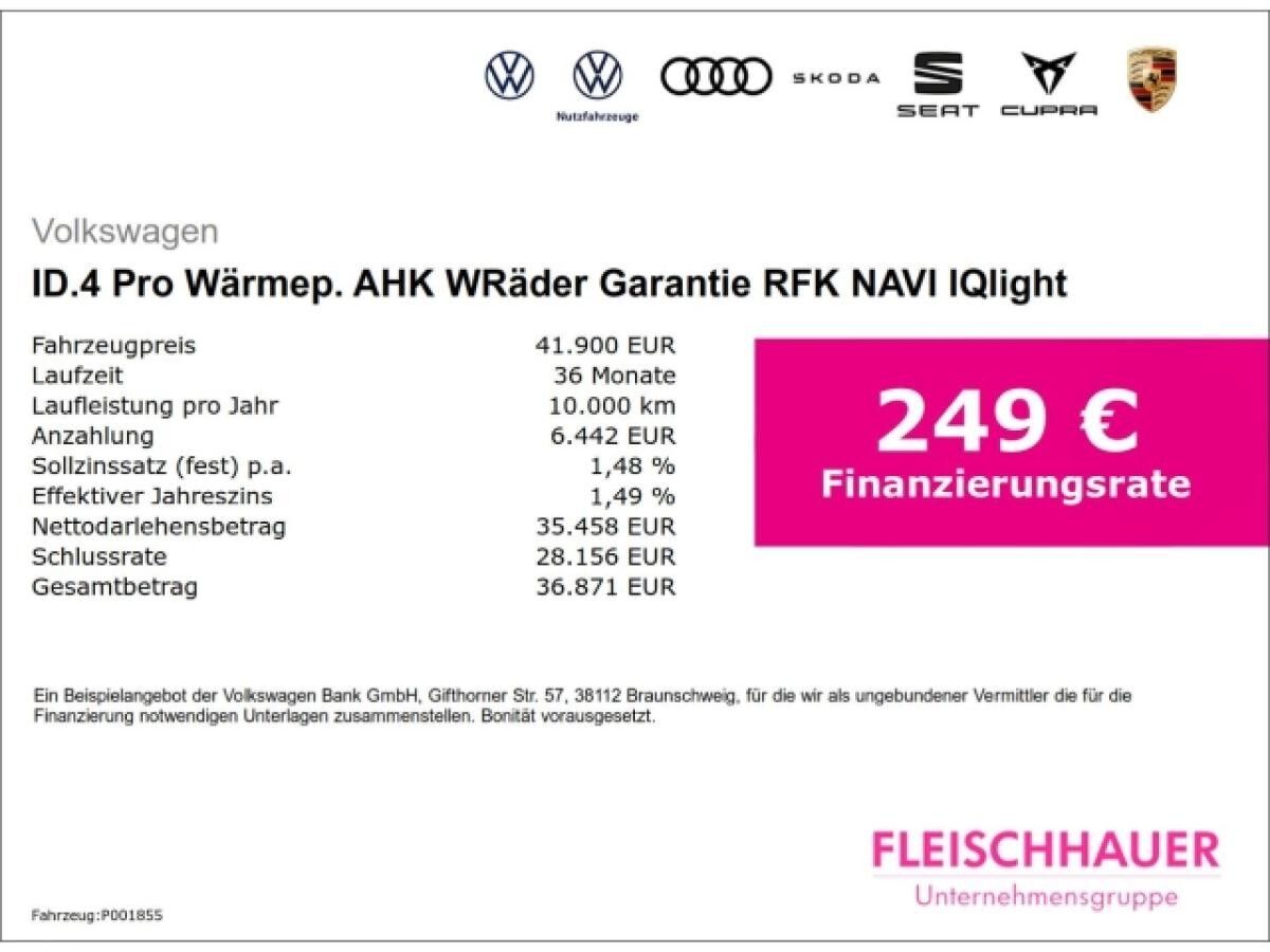 Volkswagen ID.4 Pro Wärmep. AHK HK-Subwoofer Kamera Matrix Ergo-Sitz