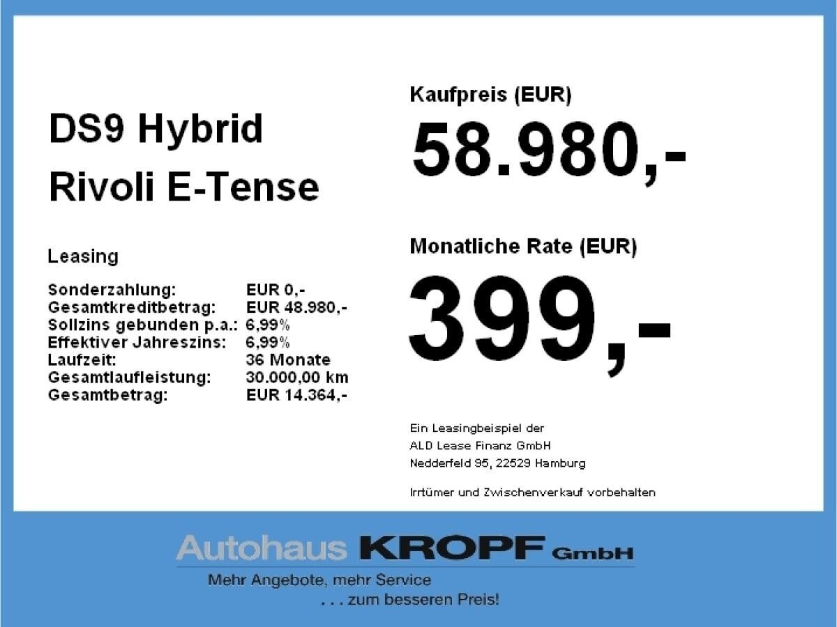 DS Automobiles DS 9 Hybrid Rivoli E-Tense Leder Aut. SD